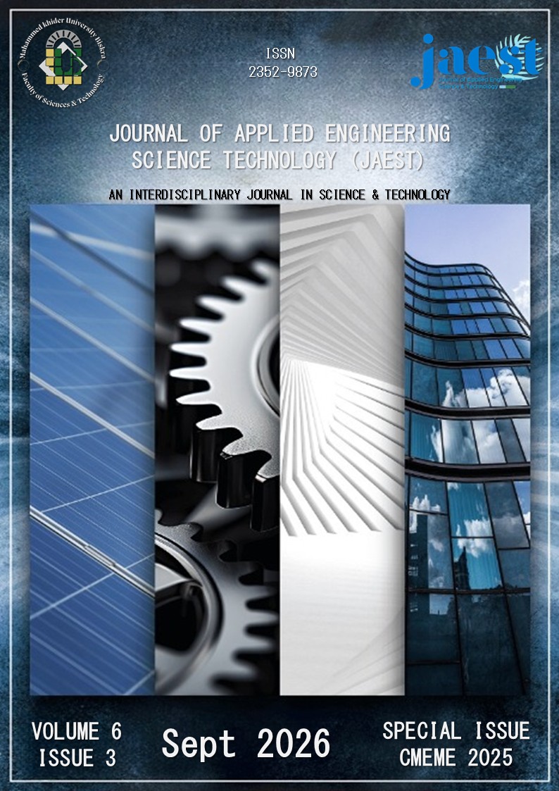 					View Vol. 6 No. 3 (2026): JAEST– Special Issue: Mechanical, Energy and Material Engineering (CMEME) 2025
				
